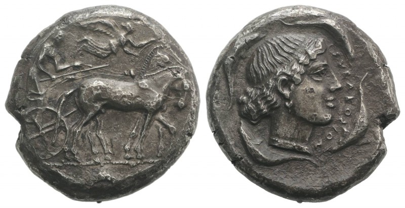 Sicily, Syracuse, 466-405 BC. AR Tetradrachm (26mm, 17.23g, 12h), c. 450-440 BC....