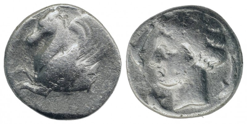 Sicily, Syracuse, c. 344-339/8 BC. AR Hemidrachm (11mm, 1.27g, 12h). Head of Are...