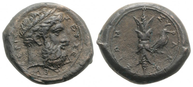 Sicily, Syracuse, c. 339/8-334 BC. Æ Hemidrachm (26mm, 15.55g, 11h). Laureate he...