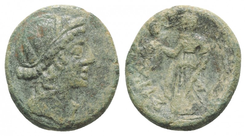 Sicily, Syracuse. Roman rule, 1st century BC. Æ (22mm, 7.16g, 12h). Wreathed hea...