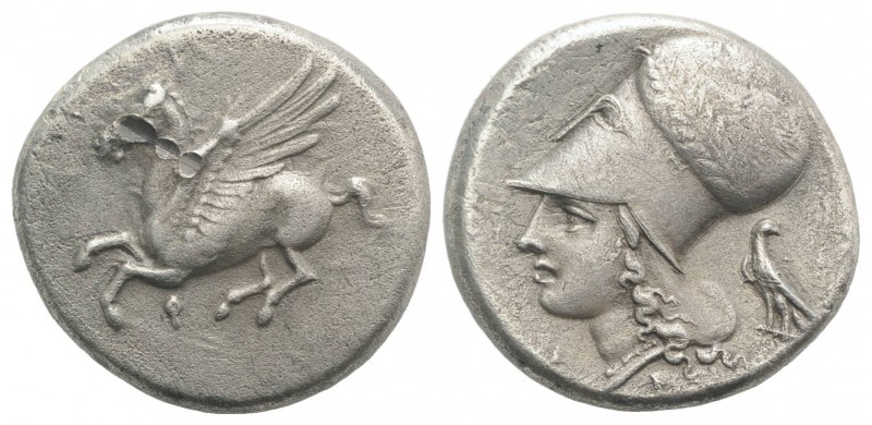 Corinth, c. 375-300 BC. AR Stater (22mm, 8.27g, 12h). Pegasos flying l. R/ Head ...