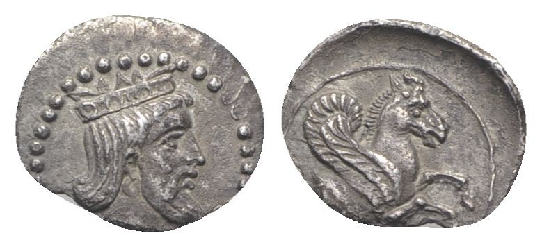 Cilicia, Uncertain, 4th century BC. AR Obol (10.5mm, 0.62g, 12h). Crowned and be...