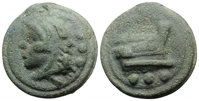 Anonymous, Rome, c. 225-217 BC. Cast Æ Quadrans (43mm, 69.74g, 12h). Head of Her...
