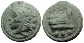 Anonymous, Rome, c. 225-217 BC. Cast Æ Quadrans (43mm, 69.74g, 12h). Head of Hercules l., wearing lion skin. R/ Prow of galley r. Vecchi ICC, 80; Craw...