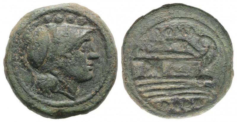 Anonymous, Rome, after 211 BC. Æ Triens (25mm, 11.29g, 3h). Helmeted head of Min...