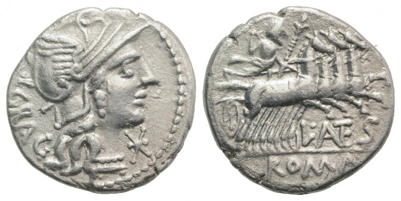 L. Antestius Gragulus, Rome, 136 BC. AR Denarius (19mm, 3.66g, 12h). Helmeted he...