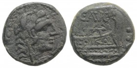 C. Minucius Augurinus, Rome, 135 BC. Æ Quadrans (18mm, 4.40g, 7h). Head of Hercules r., wearing lion’s skin. R/ Prow r.; C·AVG above. Crawford 242/4; ...