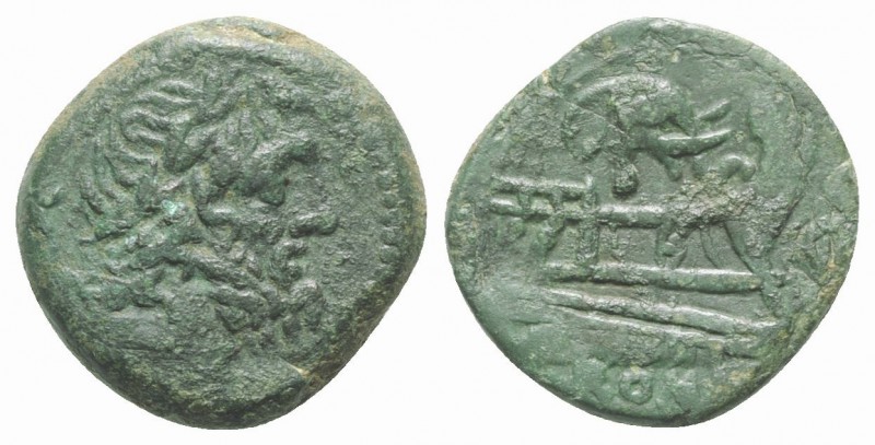 Elephant’s head series, Rome, 128 BC. Æ Semis (22mm, 8.31g, 9h). Laureate head o...