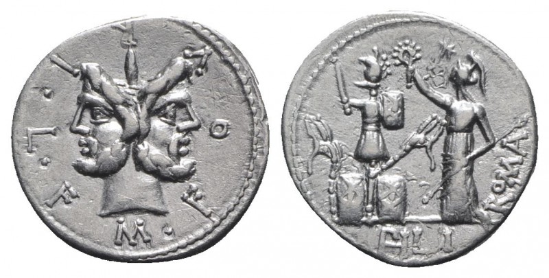 M. Furius L.f. Philus, Rome, 120 BC. AR Denarius (19mm, 3.89g, 6h). Laureate hea...