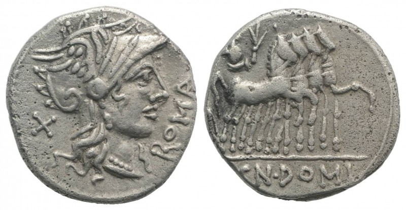 Cn. Domitius Ahenobarbus, Rome, 116-115 BC. AR Denarius (19mm, 3.80g, 3h). Helme...