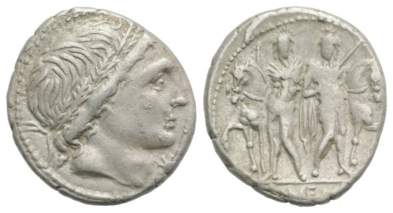 L. Memmius, Rome, 109-108 BC. AR Denarius (19mm, 3.89g, 6h). Male head r., weari...
