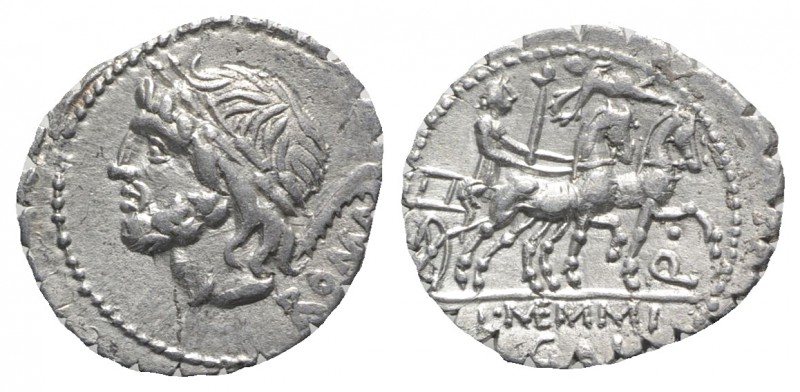 L. Memmius Galeria, Rome, 106 BC. AR Serrate Denarius (18mm, 3.86g, 8h). Laureat...