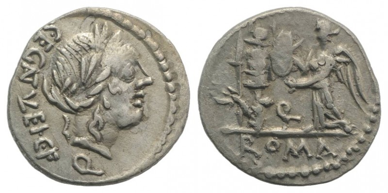 C. Egnatuleius C.f., Rome, 97 BC. AR Quinarius (14mm, 1.84g, 12h). Laureate head...