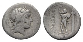 L. Censorinus, Rome, 82 BC. AR Denarius (17.5mm, 3.46g, 5h). Laureate head of Apollo r.; thunderbolt behind. R/ Marsyas standing l., gazing upwards, r...