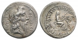 C. Memmius C.f., Rome, 56 BC. AR Denarius (17mm, 2.95g, 6h). Laureate and bearded head of Romulus r. R/ Ceres seated r., holding torch and grain ears;...