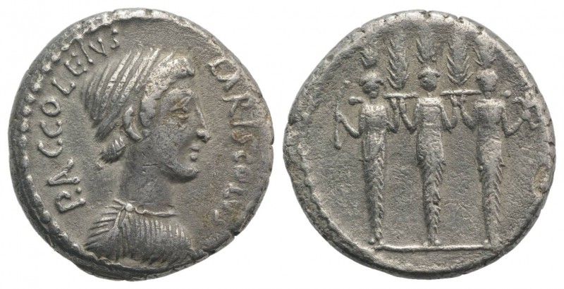 Roman Imperatorial, P. Accoleius Lariscolus, Rome, 41 BC. AR Denarius (16mm, 3.8...