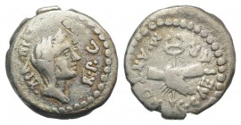 Octavian, Military mint traveling with Octavian in Gaul, 39 BC. AR Quinarius (12.5mm, 1.69g, 6h). Veiled and diademed head of Concordia r. R/ Clasped ...