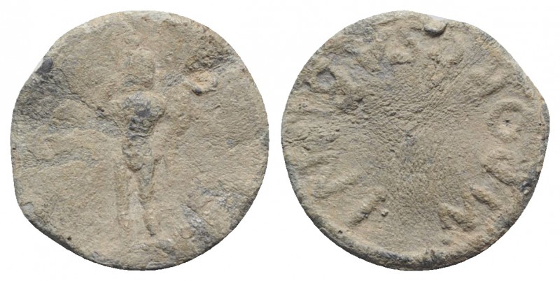 Roman PB Tessera, c. 1st century BC - 1st century AD (19mm, 2.59g). M PORC SABIN...