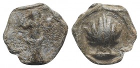 Roman PB Tessera, c. 1st century BC - 1st century AD (15mm, 3.13g, 12h). Venus standing facing. R/ Shell. Rostowzew 3099-3100. VF
