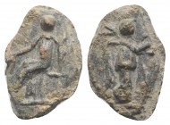 Roman PB Tessera, c. 1st century BC - 1st century AD (17mm, 2.93g, 12h). Victory standing r., holding wreath and palm branch. R/ Fortuna seated l., ho...