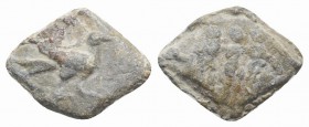 Roman PB Tessera, c. 1st century BC - 1st century AD (16mm, 2.80g, 6h). The Three Graces. R/ Dove standing r. Rostowzew 2449. VF