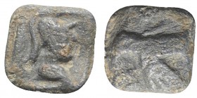 Roman PB Tessera, c. 1st century BC - 1st century AD (14mm, 3.36g, 3h). Helmeted bust of Minerva(?) r. R/ Eagle flyong l. VF