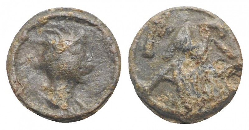 Roman PB Tessera, c. 1st century BC - 1st century AD (11mm, 1.68g, 1h). Head of ...