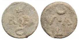 Roman PB Tessera, c. 1st century BC - 1st century AD (18mm, 4.35g, 12h). VA/L; crescent above. R/ RP/C; star above. VF