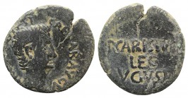 Augustus (27 BC-AD 14). Æ As (26mm, 7.81g, 11h). Emerita; P. Carisius, legatus pro praetore, c. 25-23 BC. Bare head r. R/ P • CARISIVS/LEG/AVGVSTI in ...