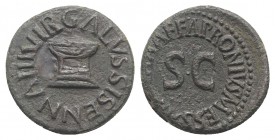 Augustus (27 BC-14 AD). Æ Quadrans (17mm, 3.11g, 10h). Rome, Apronius, Galus, Messalla, and Sisena, moneyers, 5 BC. Garlanded altar. R/ Legend around ...