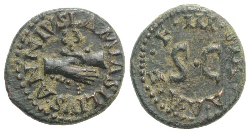 Augustus (27 BC-AD 14). Æ Quadrans (16.5mm, 3.00g, 4h). Rome; Lamia, Silius and ...