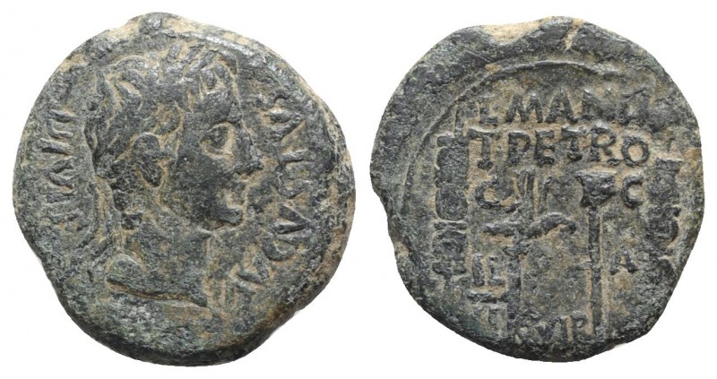 Augustus (27 BC-AD 14). Spain, Illici. Æ Semis (22mm, 6.70g, 7h). L. Manlius and...