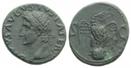 Divus Augustus (died AD 14). Æ As (28mm, 11.48g, 1h). Rome, c. 34-7. Radiate head l. R/ Eagle standing on globe, head r., with wings spread. RIC I 82 ...