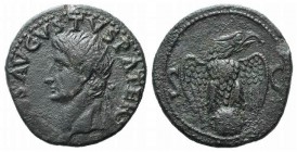Divus Augustus (died AD 14). Æ As (28mm, 10.18g, 12h). Rome, c. 34-7. Radiate head l. R/ Eagle standing on globe, head r., with wings spread. RIC I 82...