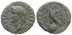 Divus Augustus (died AD 14). Æ As (27mm, 11.00g, 6h). Restitution issue, under Titus. Rome, 80-1. Radiate head of Augustus l. R/ Eagle standing facing...