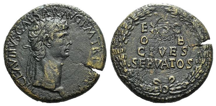 Claudius (41-54). Æ Sestertius (34mm, 24.22g, 6h). Rome, 41-2. Laureate head r. ...