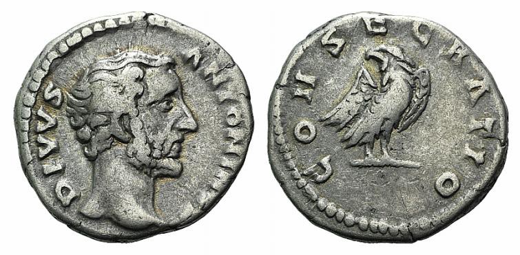 Divus Antoninus Pius (died AD 161). AR Denarius (18mm, 3.40g, 6h). Consecration ...