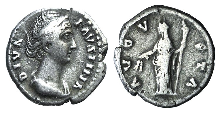 Diva Faustina Senior (died 140/1). AR Denarius (17mm, 3.06g, 12h). Rome, c. 146-...