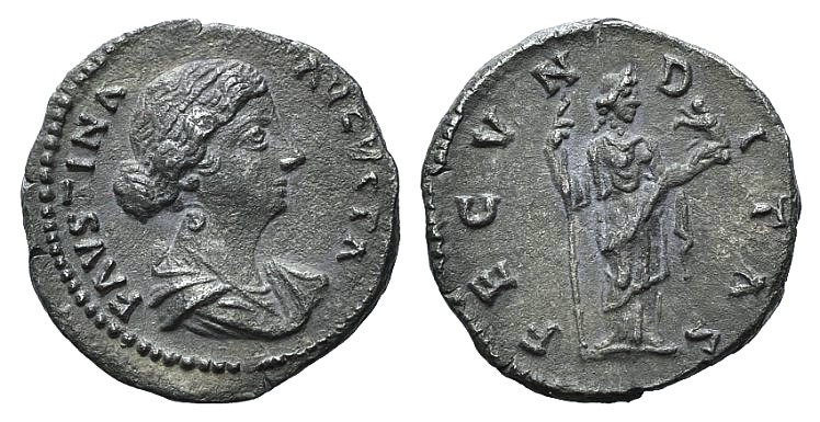 Faustina Junior (Augusta, 147-175). AR Denarius (18mm, 3.01g, 6h). Rome, c. 161-...