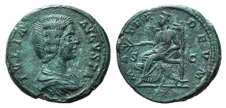 Julia Domna (Augusta, 193-217). Æ As (25mm, 10.32g, 6h). Rome, 196-211. Draped b...