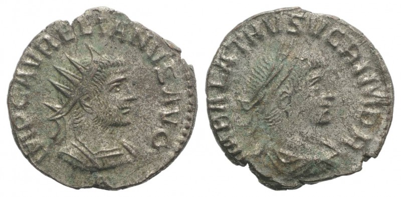 Aurelian and Vabalathus (270-275). Radiate (20mm, 2.72g, 6h). Antioch, 270-2. Ra...