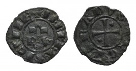 Italy, Brindisi. Corrado I (1250-1254). BI Half Denaro (12mm, 0.32g). RX. R/ Cross; two pellets. MIR 307. Rare, VF