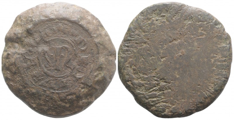 Italy, Modena, 13th century. Æ Weight (63mm, 242g). + (crescent) DE MVTI[NA] aro...