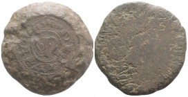 Italy, Modena, 13th century. Æ Weight (63mm, 242g). + (crescent) DE MVTI[NA] around large M. R/ Blank. Cfr. MIR 615. The obverse resembling Modena gro...
