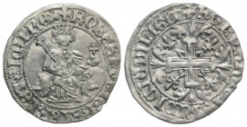 Italy, Napoli. Roberto I d'Angiò (1309-1343). AR Gigliato (28mm, 3.96g, 4h). King seated facing on lion throne, holding sceptre and globus cruciger. R...