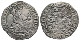 Italy, Napoli. Roberto I d'Angiò (1309-1343). AR Gigliato (28.5mm, 3.93g, 7h). King seated facing on lion throne, holding sceptre and globus cruciger....