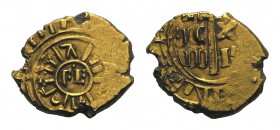 Italy, Sicily, Messina or Brindisi. Federico II (1197-1250). AV Multiplo di Tarì (13mm, 2.73g, 6h), c. 1209-1220. FE and pellet within circle. R/ Cros...
