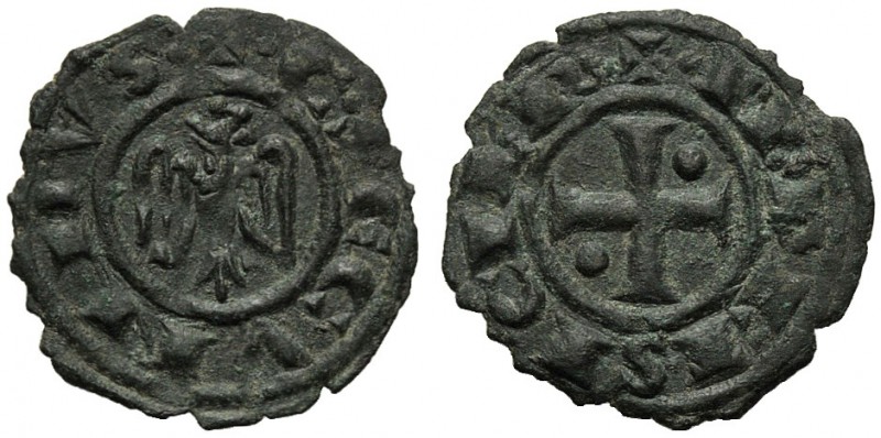 Italy, Sicily, Messina. Corrado II (1254-1258). BI Denaro (15mm, 0.62g, 9h). Eag...
