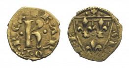 Italy, Sicily, Messina. Carlo I d'Angiò (1266-1282). AV Tarì (12mm, 0.90g, 6h). Large K. R/ Arms with three fleur-de-lis. Spahr 5; MIR 150. Rare, VF