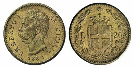 Italy, Regno d'Italia. Umberto I (1878-1900). Fake 20 Lire 1882, Roma (21mm, 4.52g, 6h). Cf. Pagani 578. VF